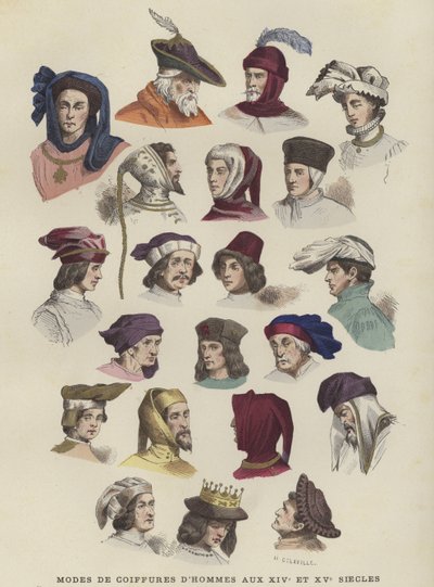 Erkek şapkaları ve başlıkları, 14. ve 15. Yüzyıllar by French School