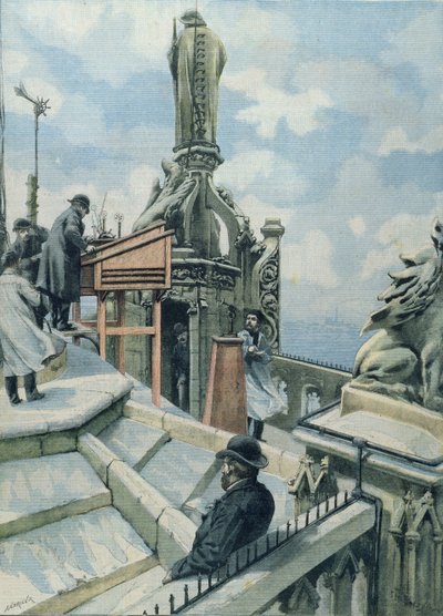 St. Jacques Turu'ndaki Meteorolojik Gözlemevi, Le Petit Parisien'den bir çizim, 20 Kasım 1902 by French School