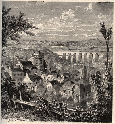 Meudon - Hauts-de-Seine bölgesi - “” PATRIE” üzerine gravür - AÇIKLAMA PECTURESSE DE LA FRANCE EN 6 CİLT LUCIEN HUARD TARAFINDAN - 19. yüzyıl sonu by French School