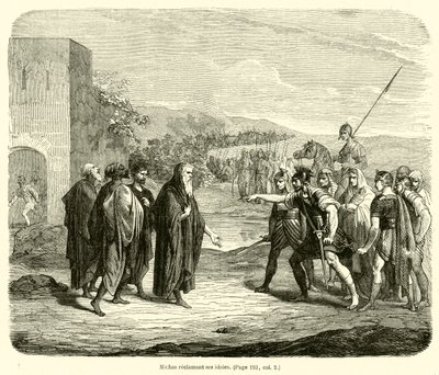 Michas idollerine sahip çıkıyor (gravür) by French School