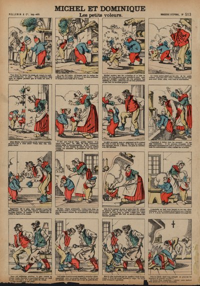 Michel ve Dominique, küçük hırsızlar (renkli gravür) by French School