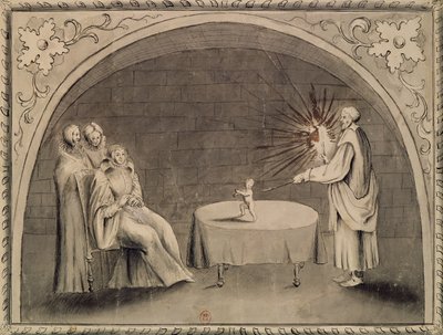 Michel de Nostradame (1503-66) ve Catherine de Medici (1519-89) 1559 (kalem ve mürekkep ve kağıt üzerinde yıkama) by French School
