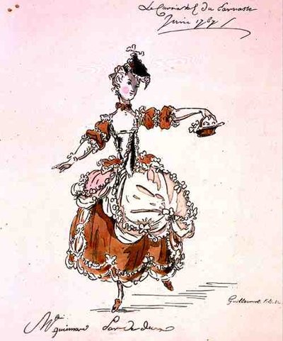 Miss Guimard Terpsichore olarak, Louis Fuzelier (1677-1752) tarafından bestelenen bir librettoda Mondonville tarafından, faksimile A. Guillaumot Fils tarafından by French School