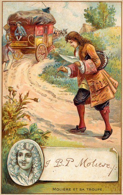 Moliere, Fransız oyun yazarı (chromolitho) by French School