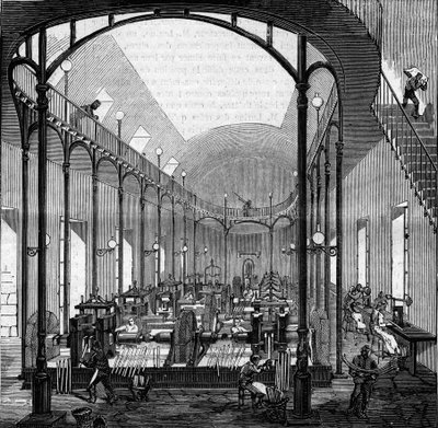 Para kazanma: yuvarlama ve kesme. Gravür, 21 Ocak 1860 tarihli “” Le Monde Illustré” n°145. by French School