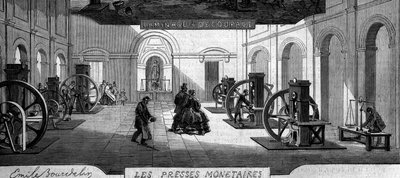Para kazanma: para presleri için alışveriş yapın. Gravür, 21 Ocak 1860 tarihli “” Le Monde Illustré” n°145. by French School