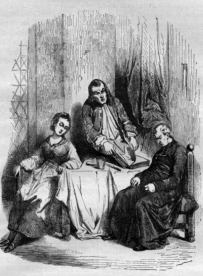 Limousin görevlisi Mösyö De Breteuil, Dubois, bölge rahibi ve müstakbel kardinal tarafından tutulan kilise kayıtlarını kontrol ediyor. Dr. Th tarafından “Antik Çağlardan Günümüze Tüm Dünya Halklarında Fuhuş ve Debauche Tarihi” adlı gravür. -F. Debra by French School