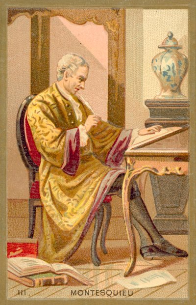 Montesquieu, Fransız siyaset filozofu ve yazar (chromolitho) by French School
