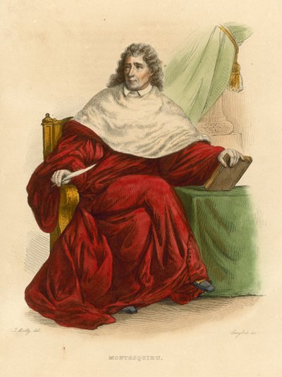 Montesquieu (renkli gravür) by French School