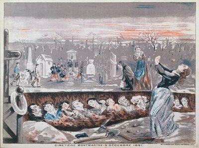 Montmartre Mezarlığı, 4 Aralık 1851 (renkli taş baskı) by French School