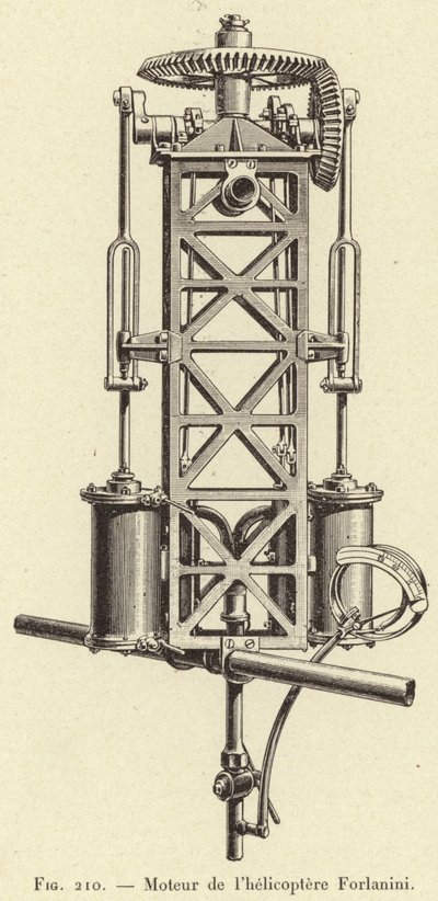 Forlanini helikopter motoru (gravür) by French School