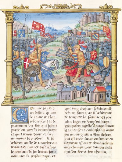 Ms.18 f.7v İyi Halk Birliği Savaşı sırasında Montlhery Savaşı, 14 Temmuz 1465, Philippe of Commines