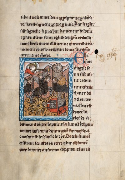 Ms65 f30r, St John Apocalypse on the Apocalypse on the Apocalypse on 13. yüzyılın sonları (parşömen üzerine kalem ve mürekkep ve tempera) by French School
