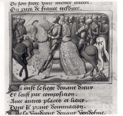 Ms.Fr.5054 fol.26 r Charles VII (1403-61) ve Joan of Arc Dreux Kuşatması