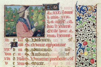 Ms 134 April: Bir Saatler Kitabından Çiçek Toplama by French School