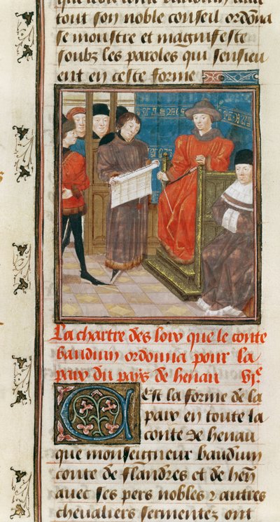 Bayan 149t.3 fol.175 v Hainault Ülkesinin Barışı İçin Hainault Emirlerinden Baudouin VI