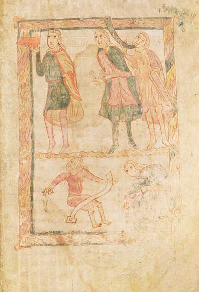 Ms 18 fol.14 The Acolytes of David, bir mezmurdan by French School