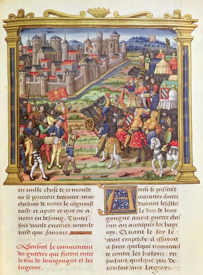 Ms 18 fol.36r Cesur Charles, Burgonya Dükü ve Liege arasında 1467-68