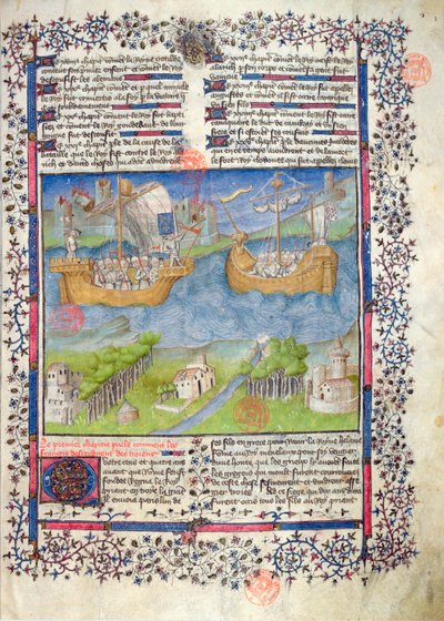 Bayan 2028 fol. 2 Grandes Chroniques de France'dan Fransız ulusunun Truva kökenleri by French School