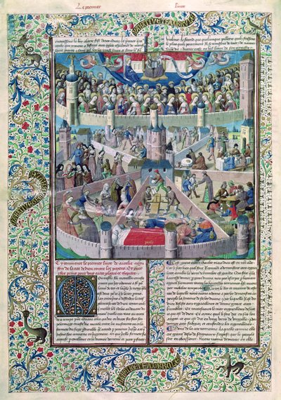 Ms 246 fol.3v Yeryüzündeki Kötülükler ve Erdemler, De Civitate Dei