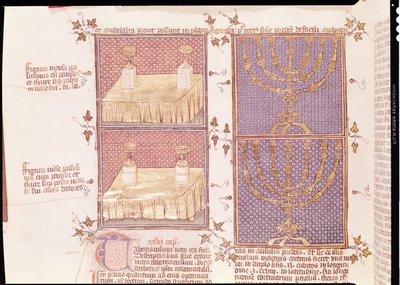 Ms 290 Tome 1 f.89v Teklifler ve menora tablosu, Nicolas de Lyre tarafından yazılan Postilles sur la Bible by French School