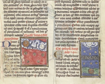 Ms 320 Fol.197r Ay tutulması ve gezegenlerin hareketleri, Thomas van Cantimpre (1201-72) tarafından yazılan 