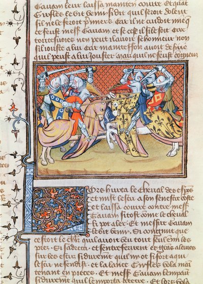 Ms 3479 t.1 fol.539 Atlar çarpıştığında, Livre de Messire Lancelot du Lac