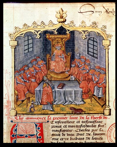 Ms 363 Cesur Charles (1433-77) Burgonya Dükü ve Altın Post Şövalyeleri, Altın Postun Tarihi, Guillaume Filastre, 15. yüzyıl ortası (ayrıca bkz. 1 by French School