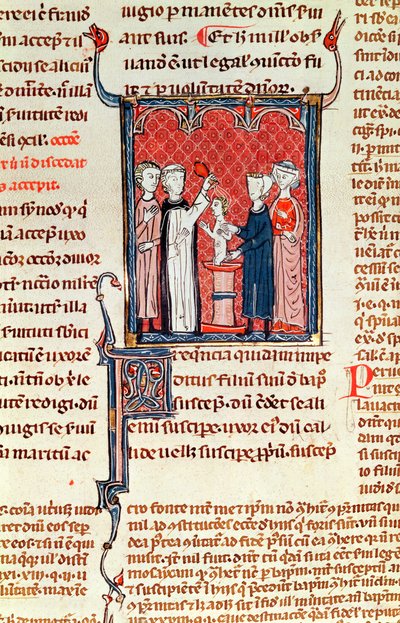Ms 372 fol.161 Bir Vaftiz Sahnesi, Decrets de Gratien