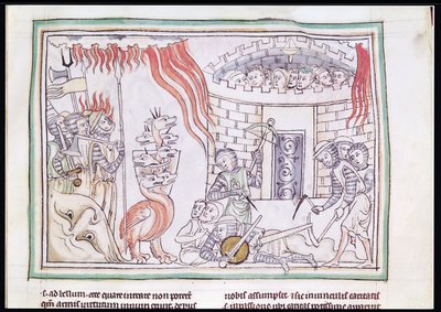 Ms 422 Fol.95r Şeytanın Ordusunu Yok Eden Göksel Ateş, Kıyametten bir sahne by French School