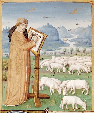 Ms 493 fol.37v Virgil Yazma Koyun ve Keçi Tarlasında, The Georgics by Virgil