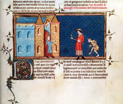 Ms 5080 fol.373r İki cüzamlı yalvarıyor, Le Miroir Historial, Vincent de Beauvais tarafından by French School