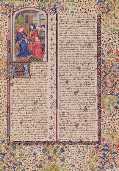 Ms 927 Fol.186 Siyasetin Krala Sunumu, Etik, Politika ve Ekonomiden Aristoteles (MÖ 384-322) by French School