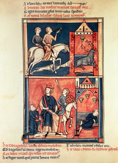 Bayan Fr 1098 Bir geyik avı ve bir kral, muhtemelen tahtında Dagobert I (632-39), St. Denis