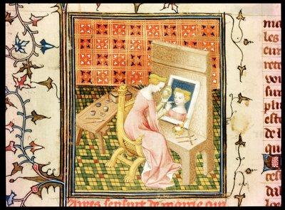 Ms Fr 124220 fol.101v St. Marcia (d.632) Bir Otoportre Boyama, De Claris Mulieribus