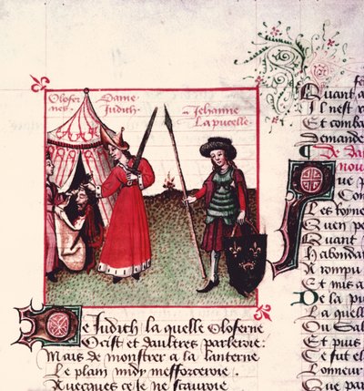 Bayan Fr 12476 Judith ve Holofernes ve Joan of Arc (1412-31), Le Champion des Dames, Martin le Franc (1410-61) 1451 by French School