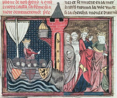 Bayan Fr 22495 Fol.101 Baldwin I Ürdün Nehrini Geçmek ve Karısından Vazgeçmek, Le Roman de Godefroi de Bouillon
