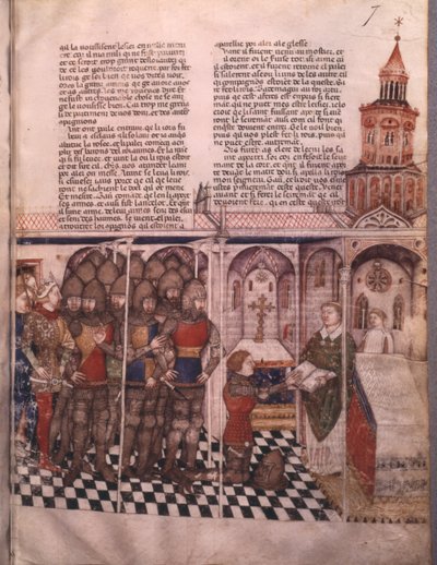 Bayan Fr 343 fol. 7 Kutsal Kâse arayışı ve Arthur