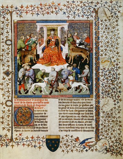 Bayan Fr 616 fol.13 Av için hazırlanıyor, Livre de la Chasse'den Gaston Phebus de Foix (1331-91) by French School