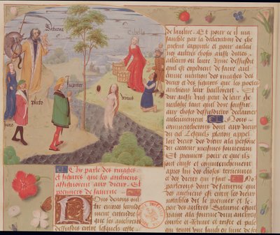 Bayan Fr 9197 Fol.157 Olympus, Satürn, Pluto, Juno, Venüs, Jüpiter ve Kibele, Livre des Eschecs DAmour
