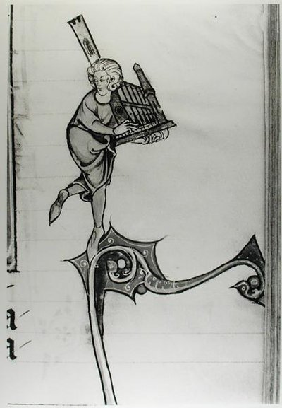 Ms Fr 95 fol.273 Portatif Organ Çalan Müzisyen, lHistoire de Merlin