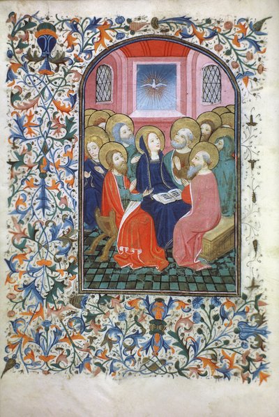 Bayan Gen 288 f.23v Pentecost, c.1460 by French School