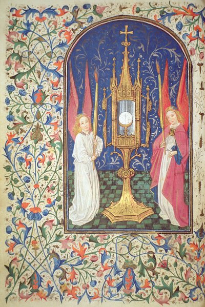 Ms Gen 288 f.38v Kutsal Ayin ve iki melek, c.1460 by French School
