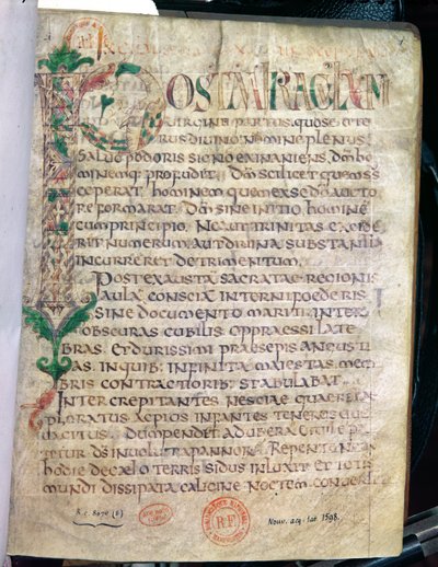 Ms Lat 1598 Fol.1 Zoomorfik, ilk P