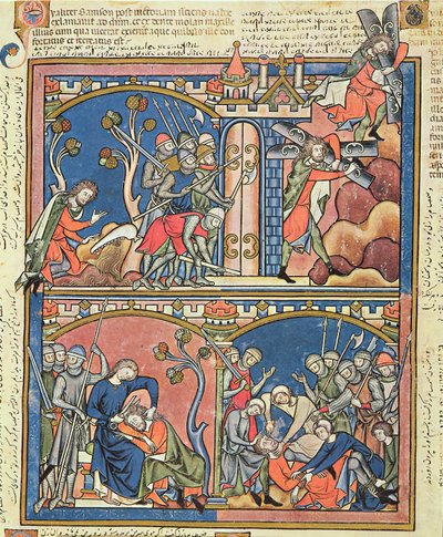 Ms M 638 fol.15r Samson ve Delilah, Morgan Picture Bible, c.1244-54 by French School