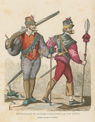 Silahşör ve piyade subayı, 16. yüzyıl by French School