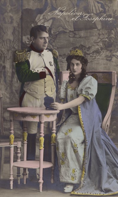 Napolyon ve Josephine (renkli taş baskı) by French School