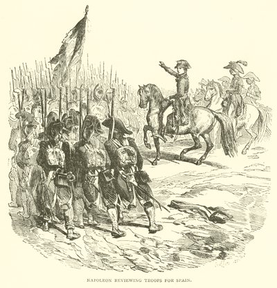 Napolyon İspanya için birlikleri gözden geçiriyor (gravür) by French School