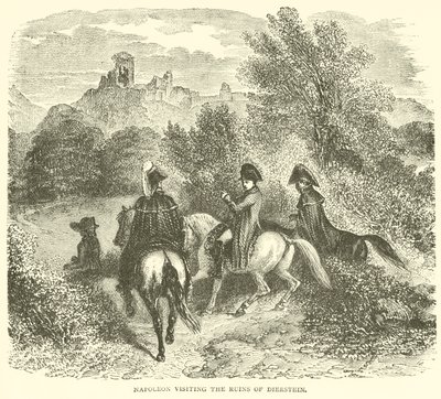 Napolyon, Dierstein harabelerini ziyaret ediyor (gravür) by French School