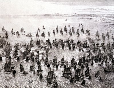 Deniz savaşı - gravür by French School
